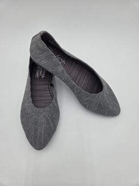 Skechers Women's Charcoal Knit Pointed-Toe Ballet Flats Size 7.5